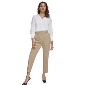 Calvin Klein -1168 NWT Womens Lux Stretch Slim Fit Cropped Dress Pants Beige 10‎